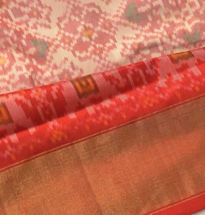 Pochampaly Silk Ikat Off White Saree