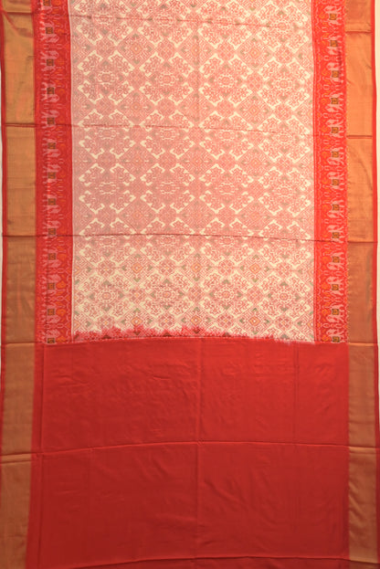 Pochampaly Silk Ikat Off White Saree