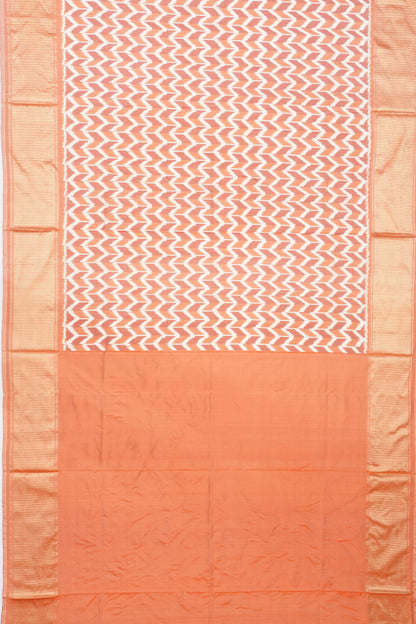 Pochampally Silk Ikat White And Orange Saree