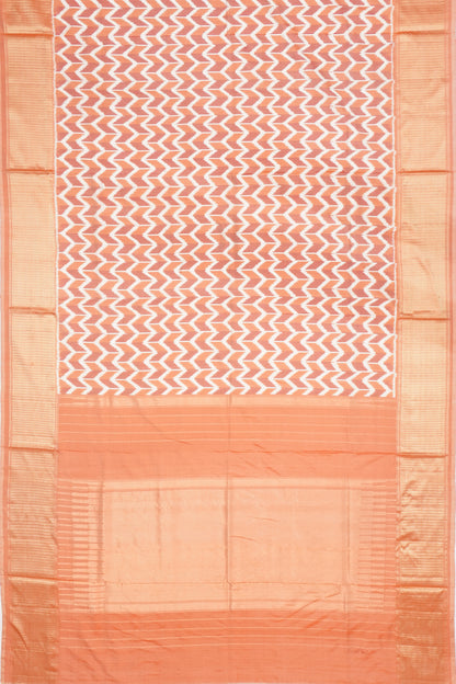 Pochampally Silk Ikat White And Orange Saree