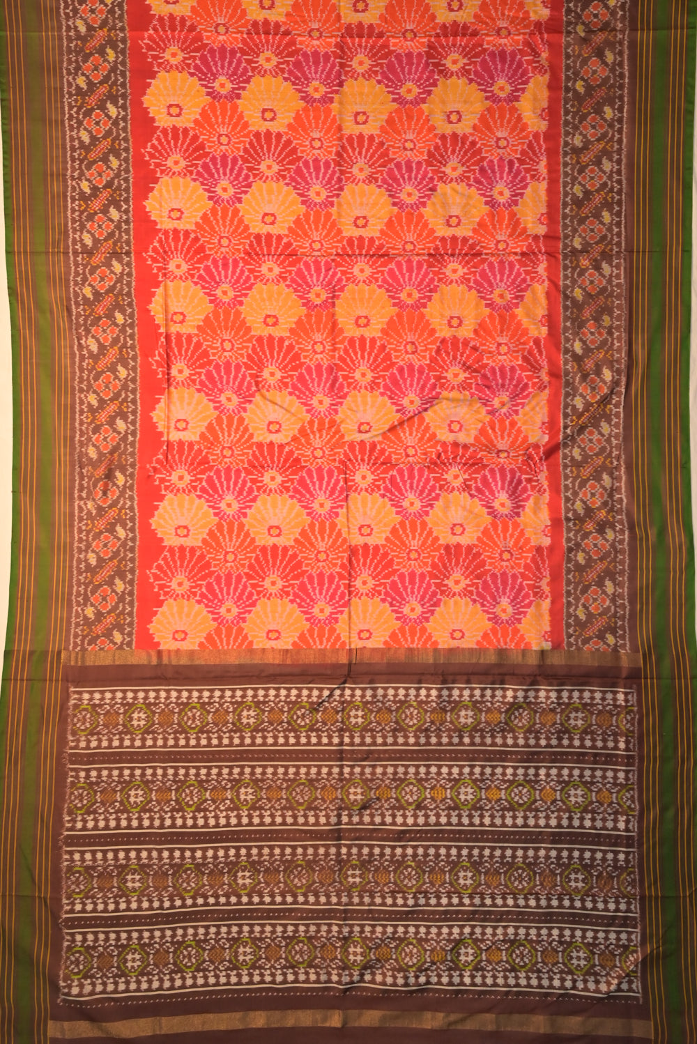 Pochampally Silk Ikat Orange Saree