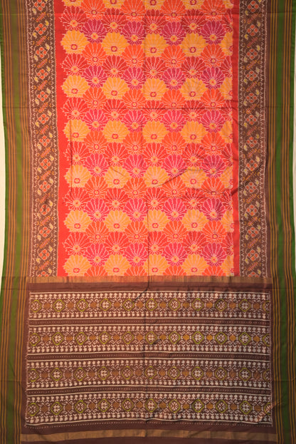 Pochampally Silk Ikat Orange Saree