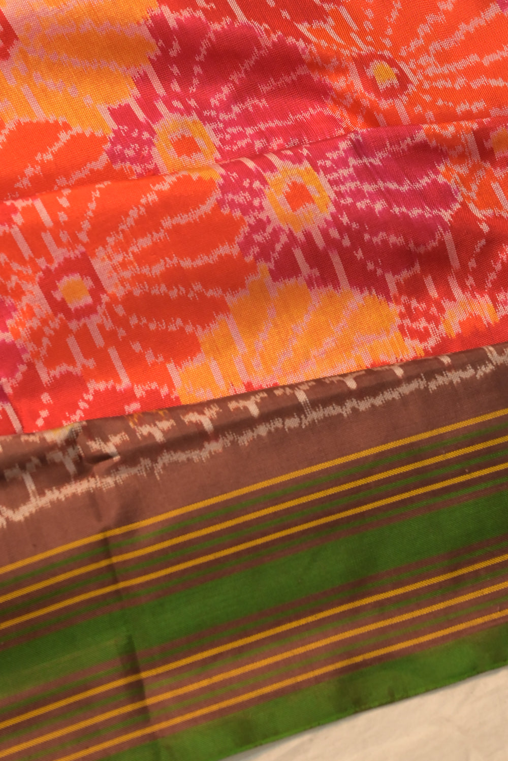 Pochampally Silk Ikat Orange Saree