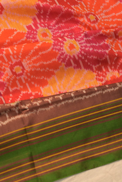 Pochampally Silk Ikat Orange Saree