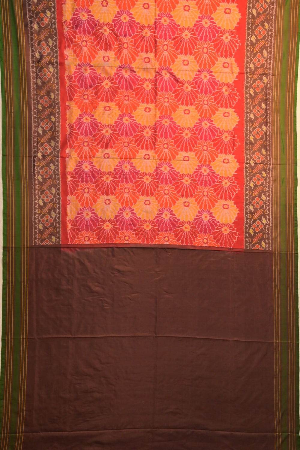 Pochampally Silk Ikat Orange Saree