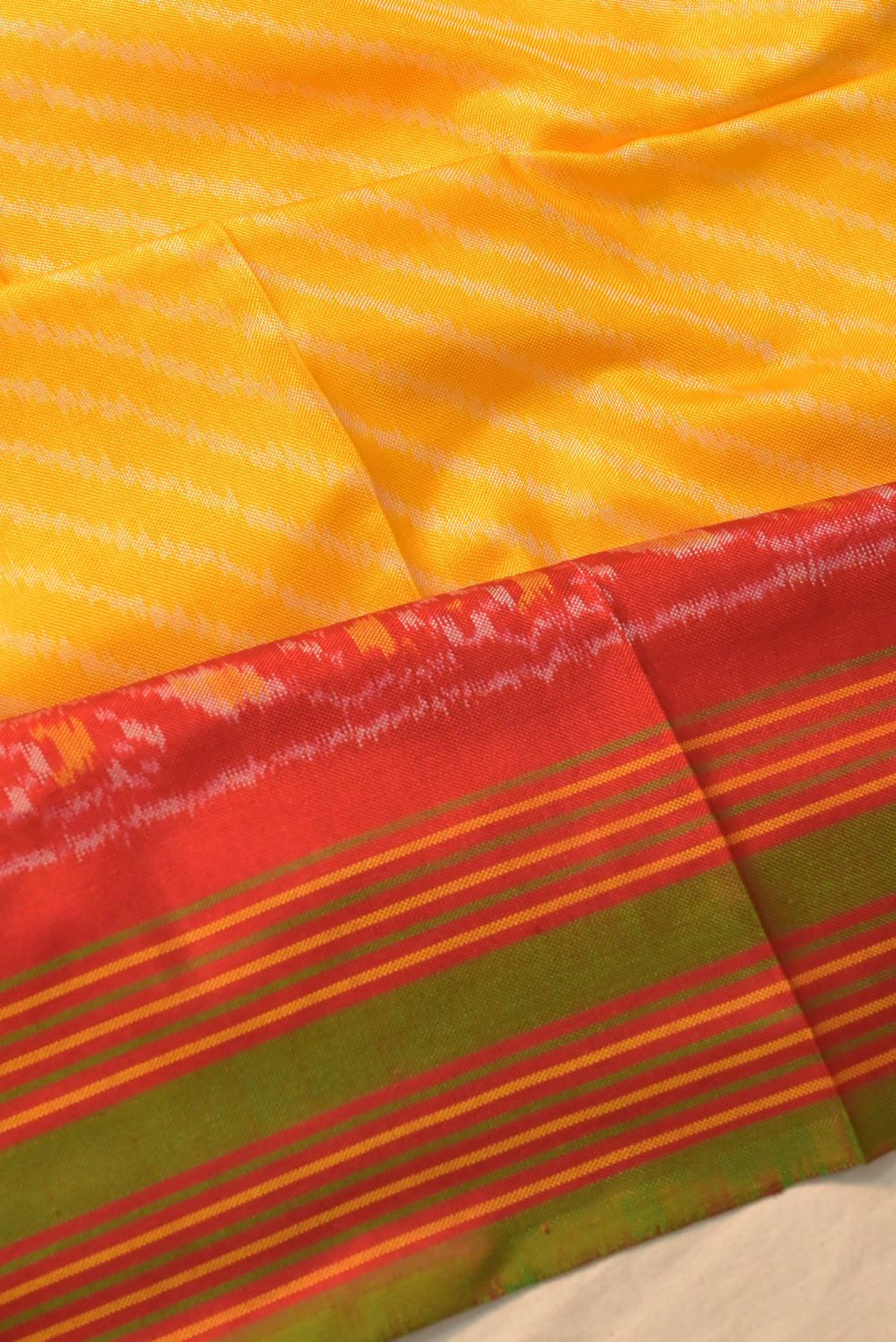 Pochampally Silk Ikat Yellow Saree
