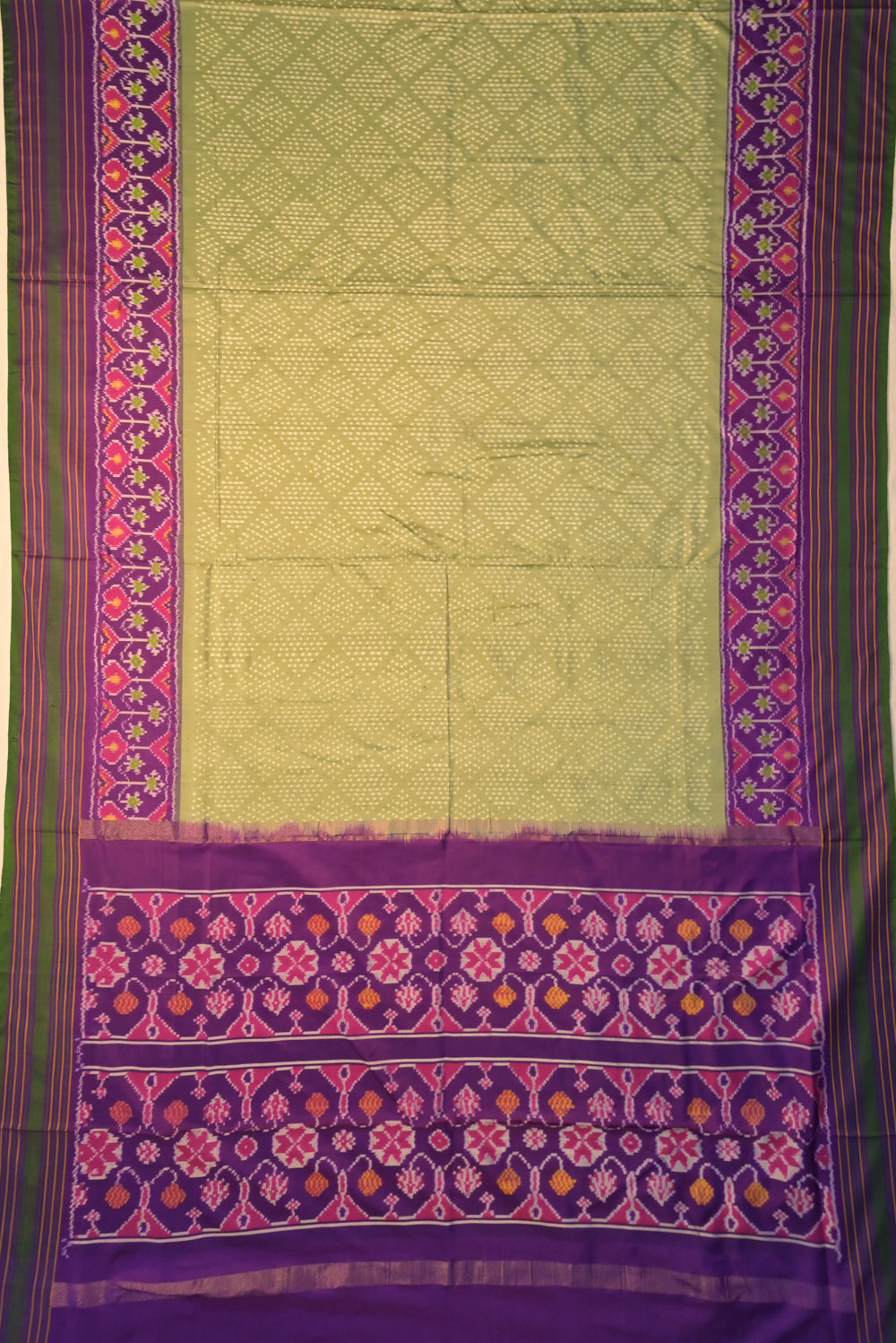 Pochampally Silk Ikat Pastel Green Saree