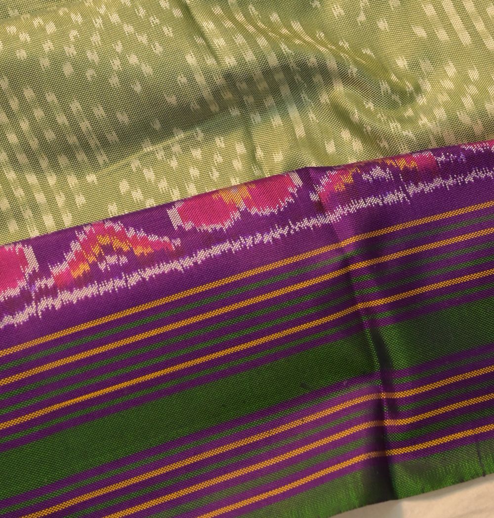 Pochampally Silk Ikat Pastel Green Saree
