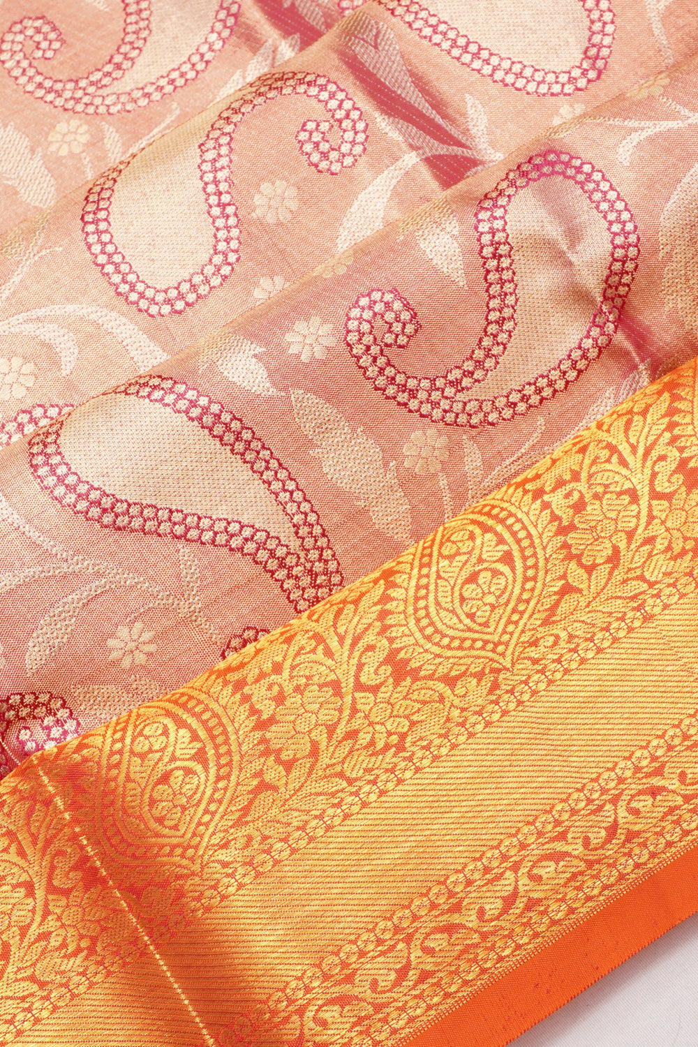 Taranga Kanchi Silk Tissue Brocade Pastel Pink Saree