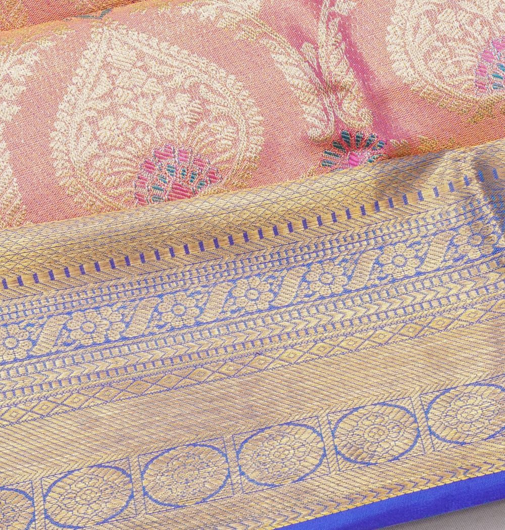 Taranga Kanchi Silk Tissue Brocade Baby Pink Saree