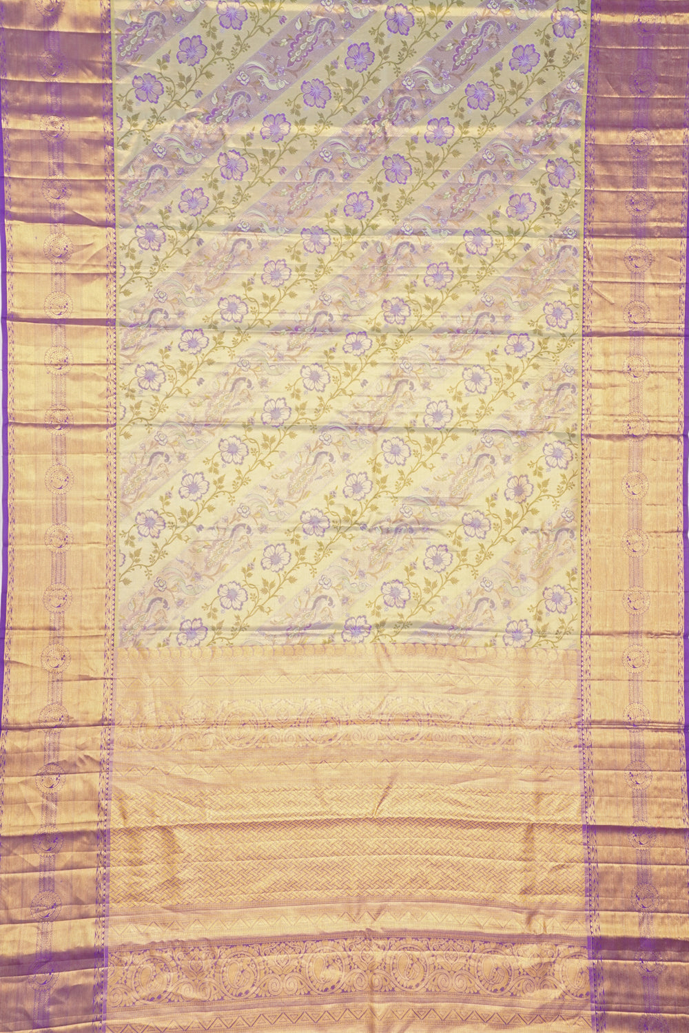 Taranga Kanchi Silk Tissue Brocade Green Saree