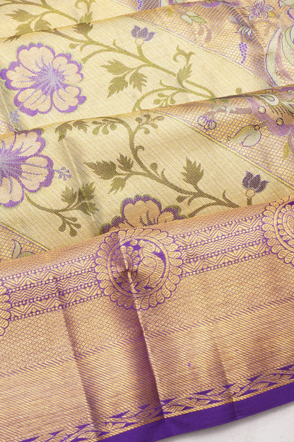 Taranga Kanchi Silk Tissue Brocade Green Saree