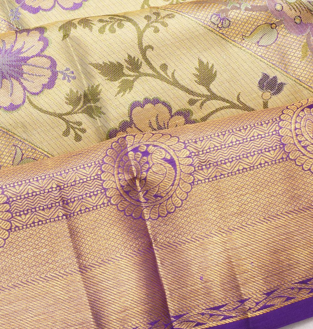Taranga Kanchi Silk Tissue Brocade Green Saree