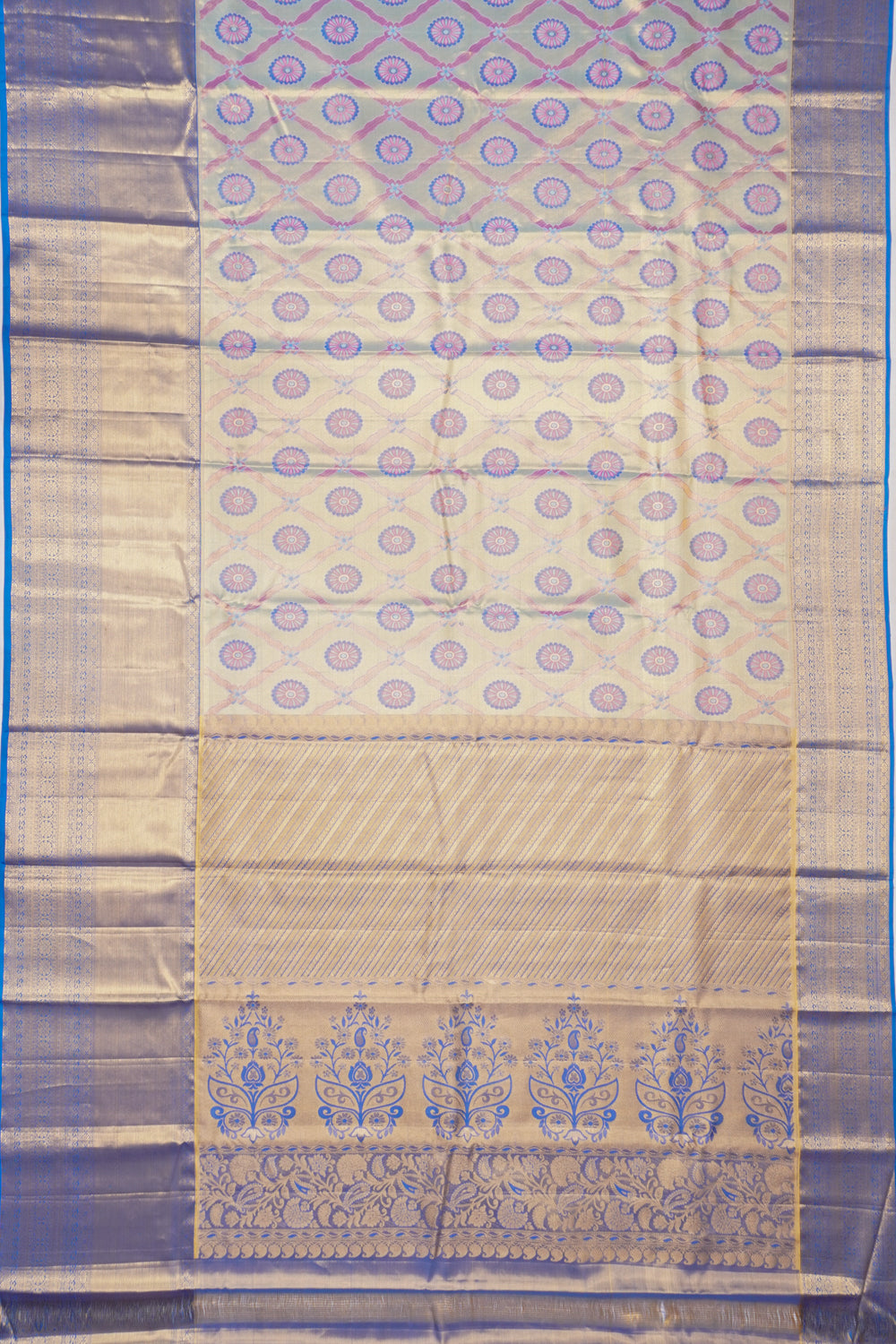 Taranga Kanchi Silk Brocade Patel Blue Saree