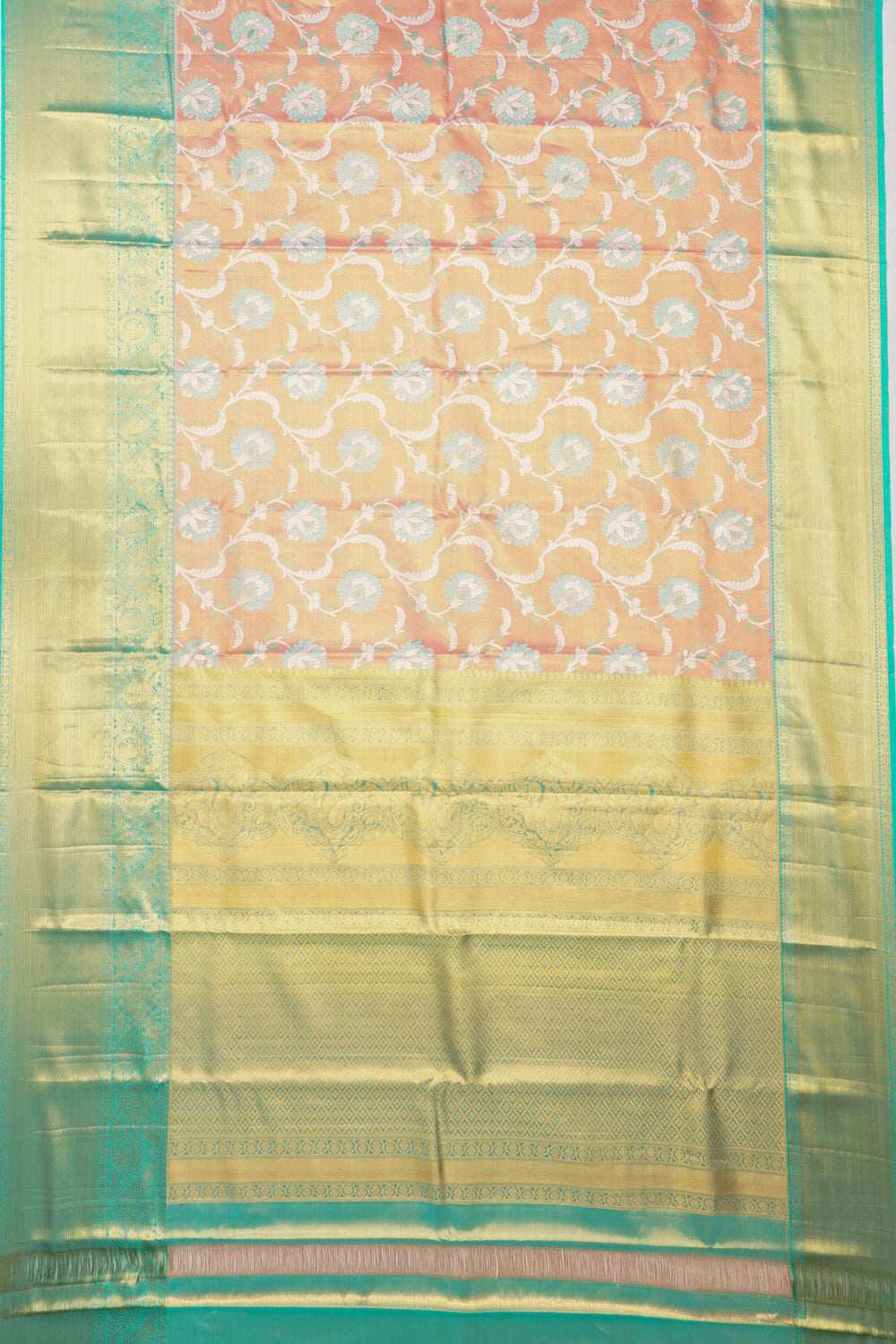 Taranga Kanchi Silk Tissue Brocade Peach Saree