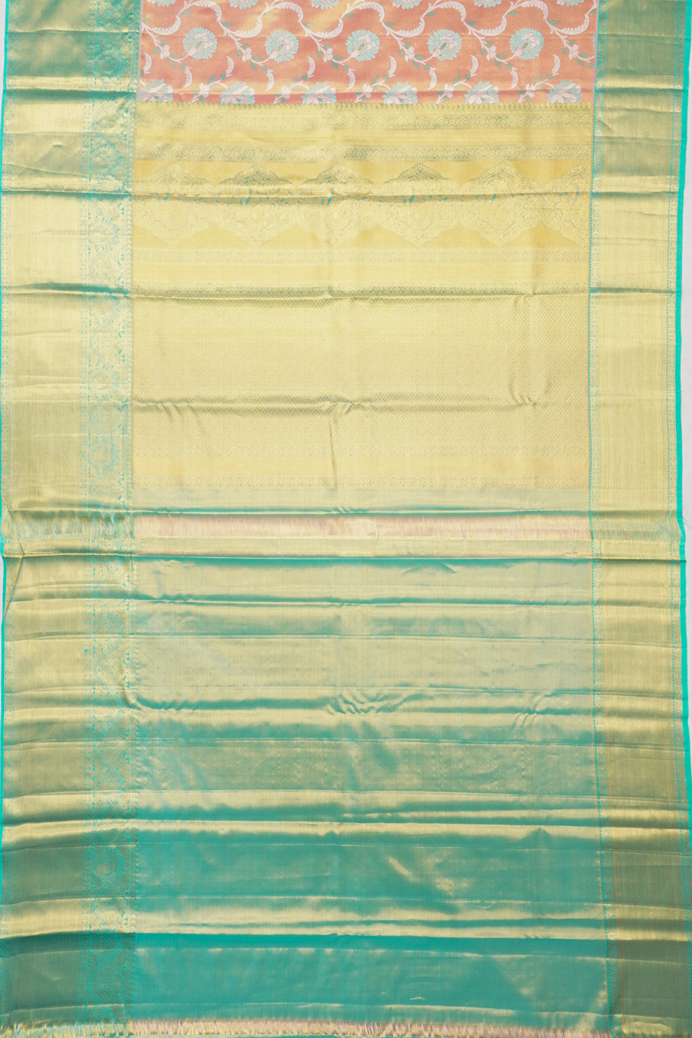 Taranga Kanchi Silk Tissue Brocade Peach Saree