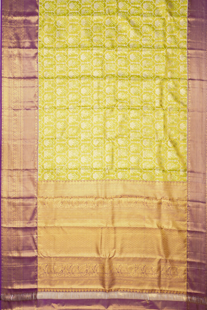 Taranga Kanchi Silk Tissue Brocade Pastel Green Saree