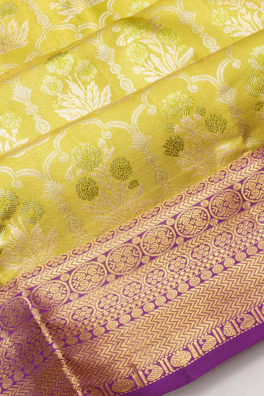 Taranga Kanchi Silk Tissue Brocade Pastel Green Saree