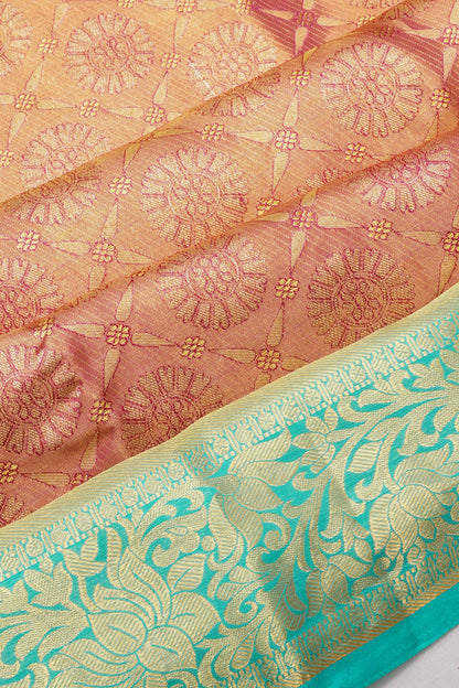Taranga Kanchi Silk Tissue Brocade Pastel Pink Saree
