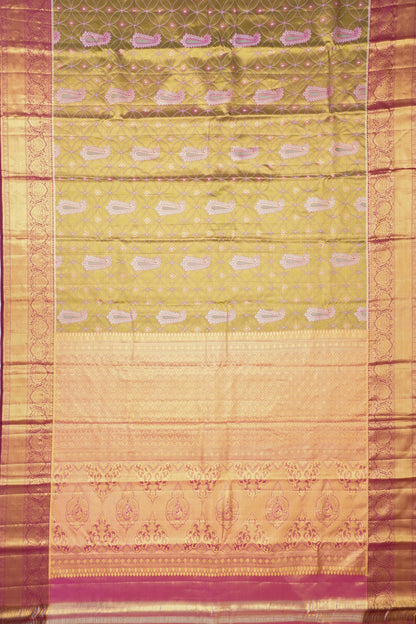 Taranga Kanchi Silk Tissue Brocade Green Saree