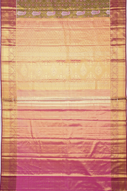 Taranga Kanchi Silk Tissue Brocade Green Saree