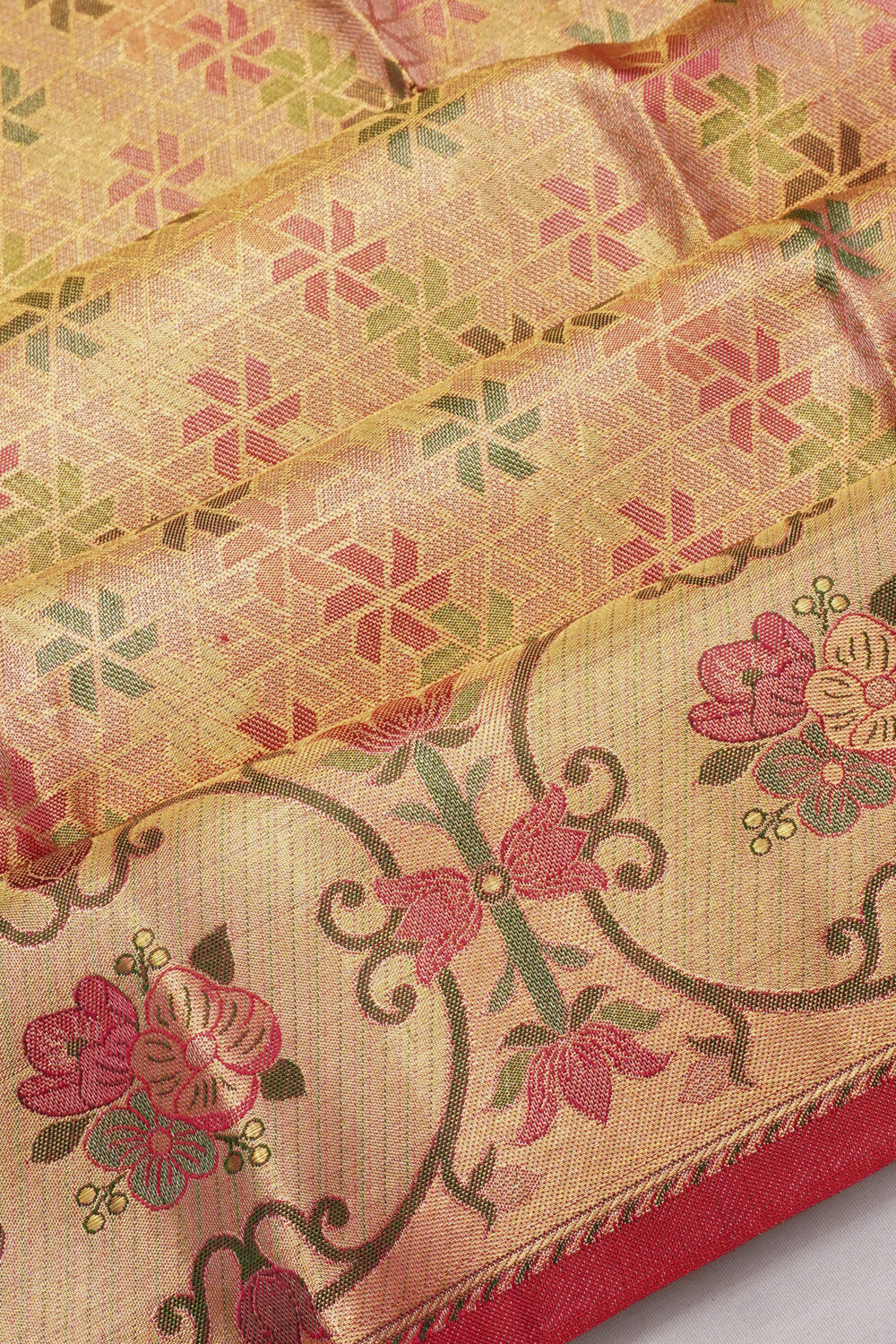 Taranga Kanchi Silk Tissue Brocade Gold Saree