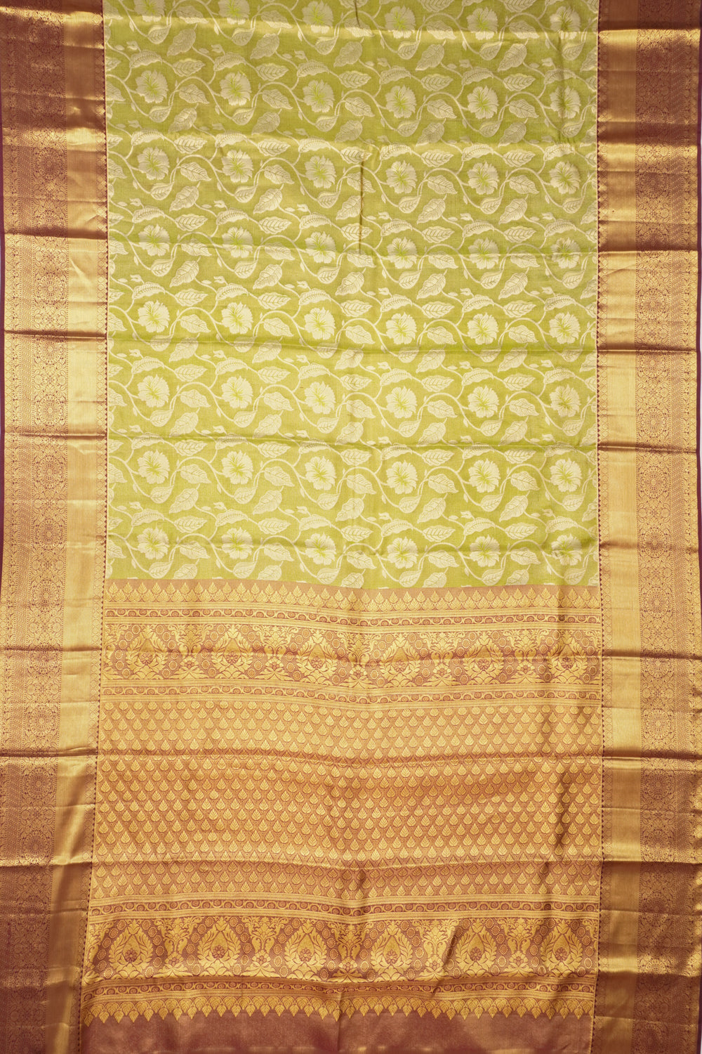 Taranga Kanchi Silk Tissue Brocade Pastel Green Saree