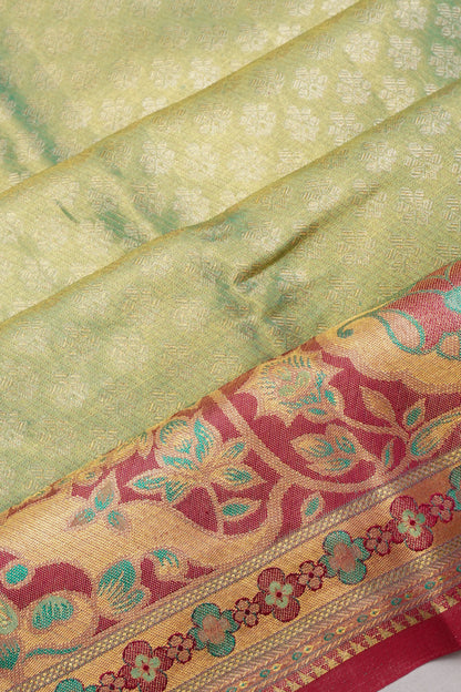 Taranga Kanchi Silk Tissue Brocade Green Saree
