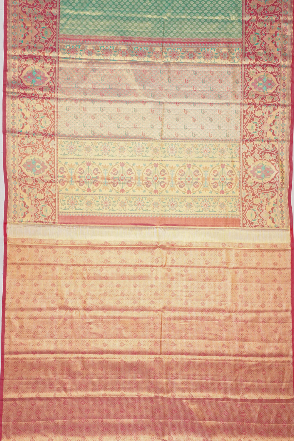 Taranga Kanchi Silk Tissue Brocade Green Saree