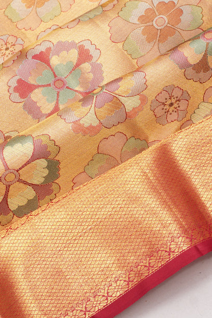 Taranga Kanchi Silk Tissue Brocade Gold Saree