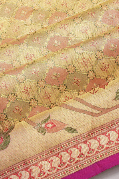 Taranga Kanchi Silk Tissue Brocade Gold Saree