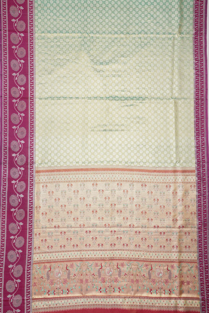 Taranga Kanchi Silk Tissue Brocade Pastel Green Saree