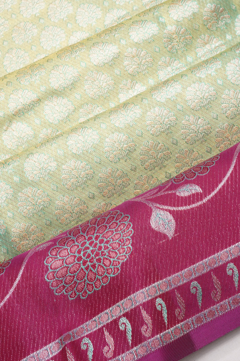 Taranga Kanchi Silk Tissue Brocade Pastel Green Saree
