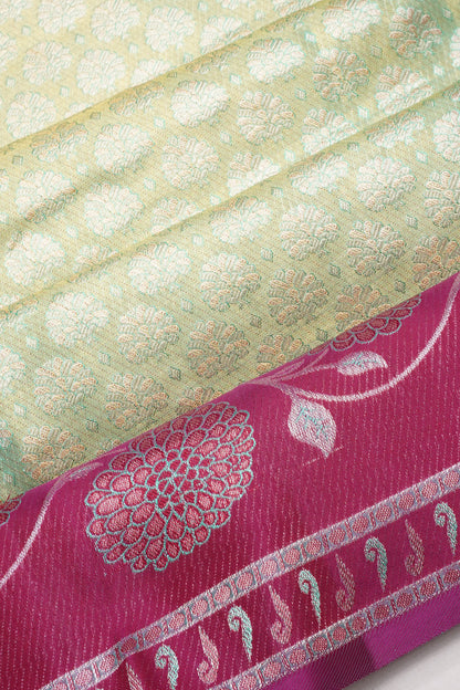 Taranga Kanchi Silk Tissue Brocade Pastel Green Saree