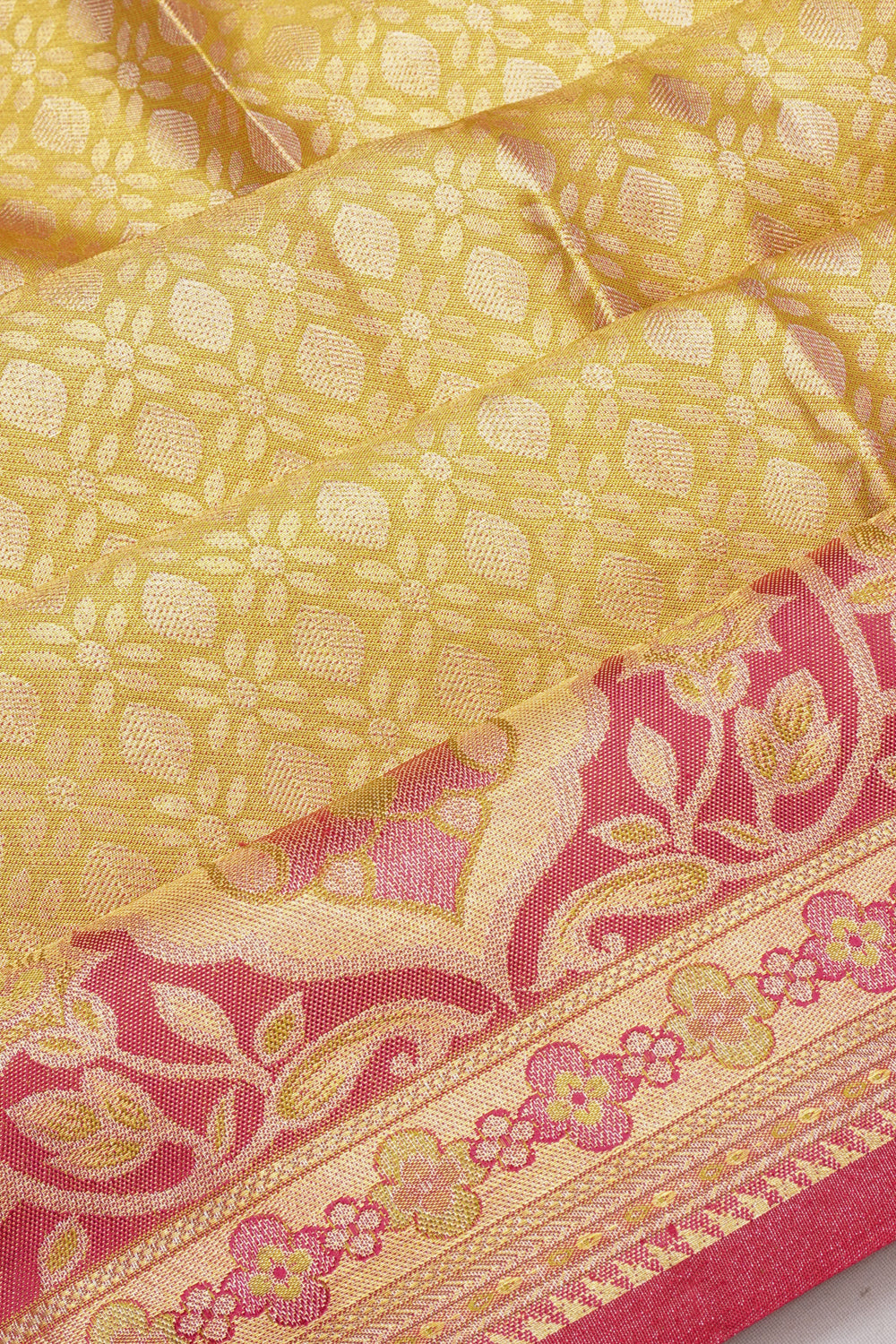 Taranga Kanchi Silk Tissue Brocade Gold Saree