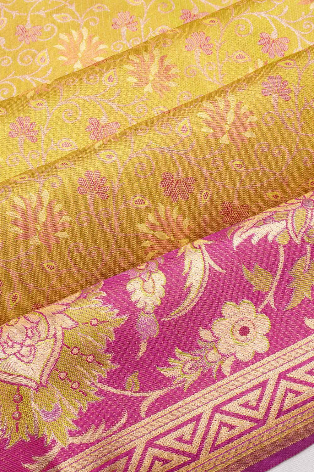 Taranga Kanchi Silk Tissue Brocade Gold Saree