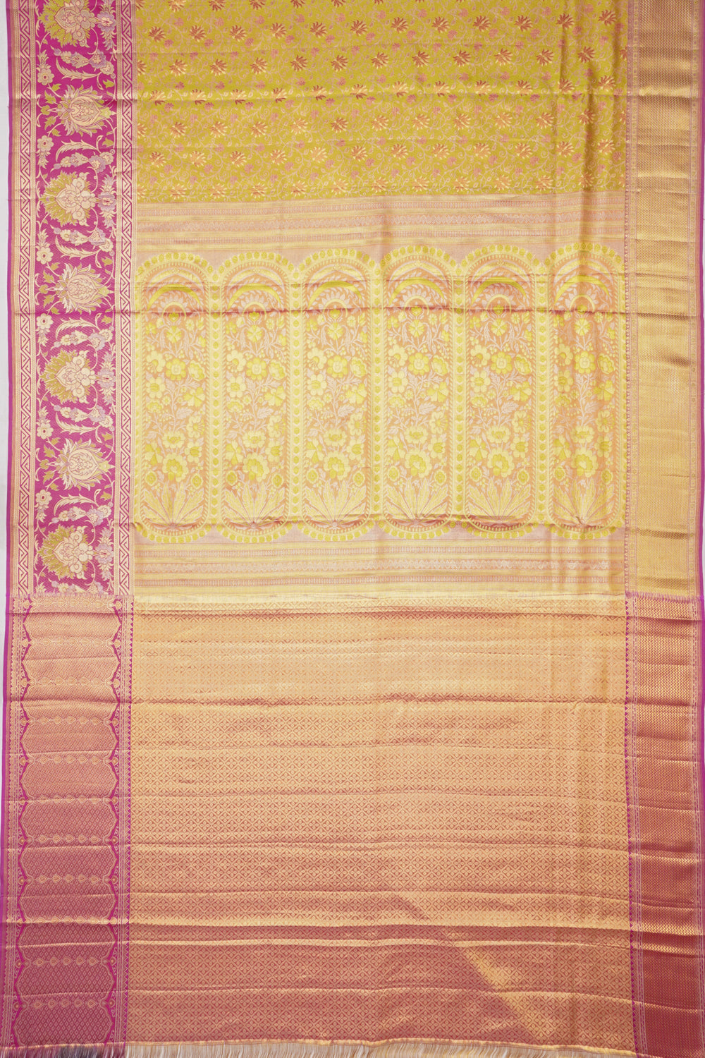 Taranga Kanchi Silk Tissue Brocade Gold Saree