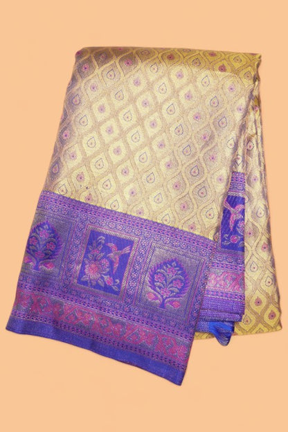 Taranga Kanchi Silk Tissue Brocade Gold Saree
