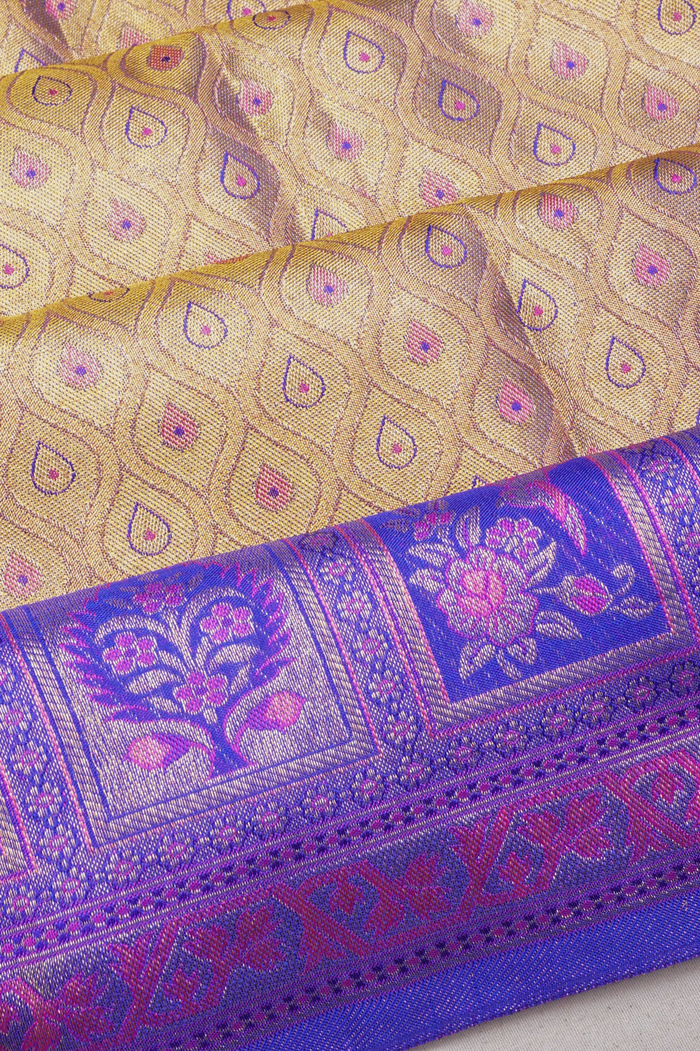 Taranga Kanchi Silk Tissue Brocade Gold Saree