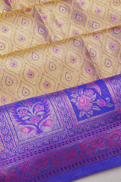 Taranga Kanchi Silk Tissue Brocade Gold Saree