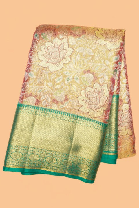 Taranga Kanchi Silk Tissue Brocade Baby Pink Saree