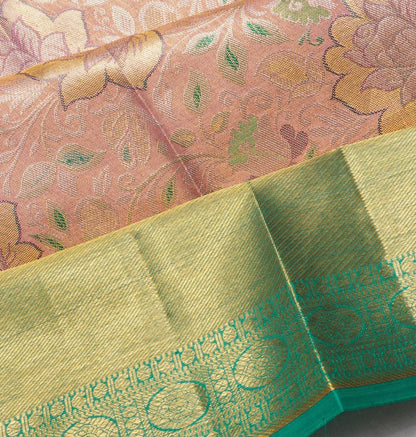 Taranga Kanchi Silk Tissue Brocade Baby Pink Saree