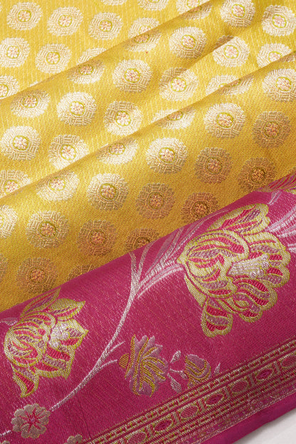 Taranga Kanchi Silk Tissue Brocade gold Saree