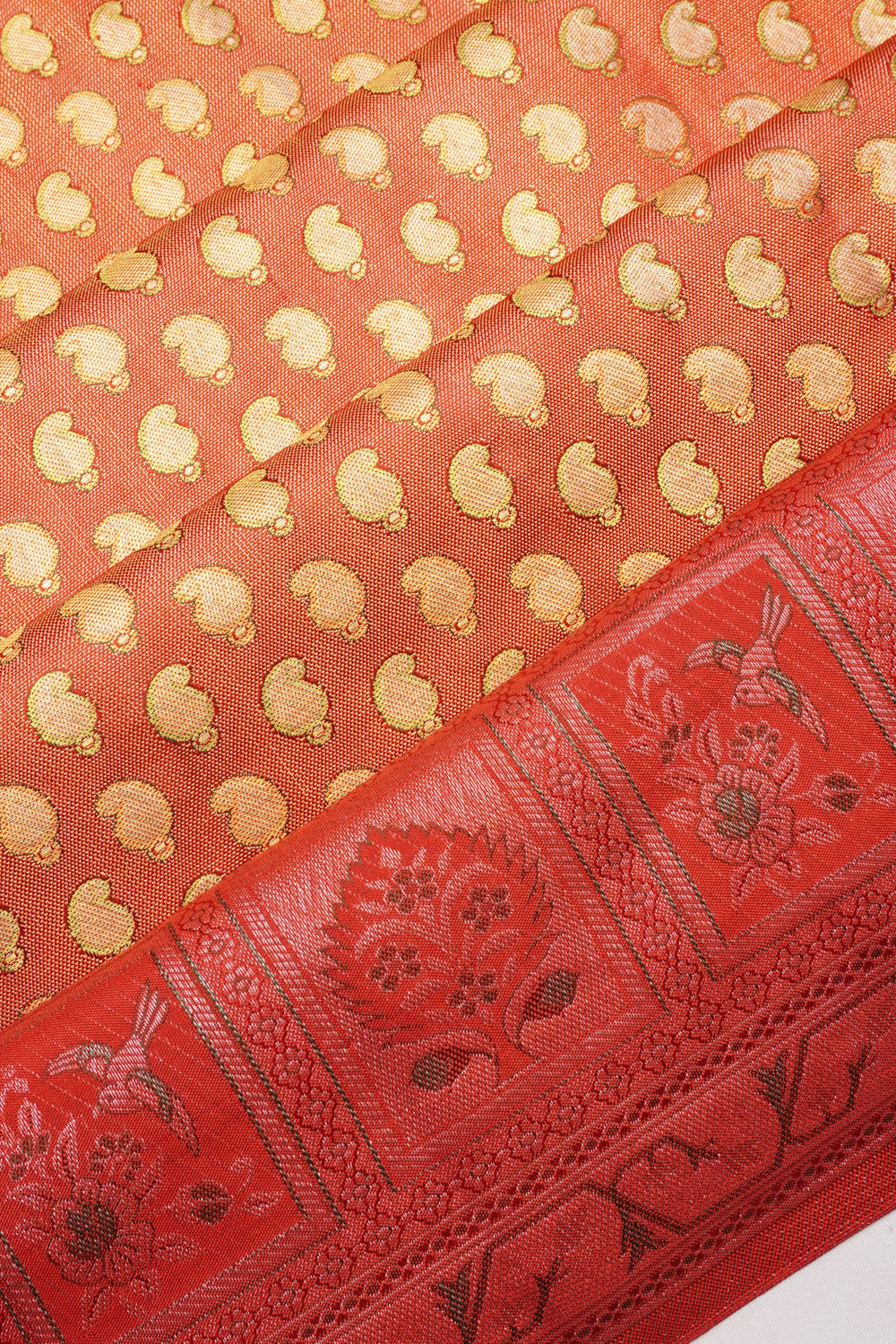 Taranga Kanchi Silk Tissue Brocade Red Saree