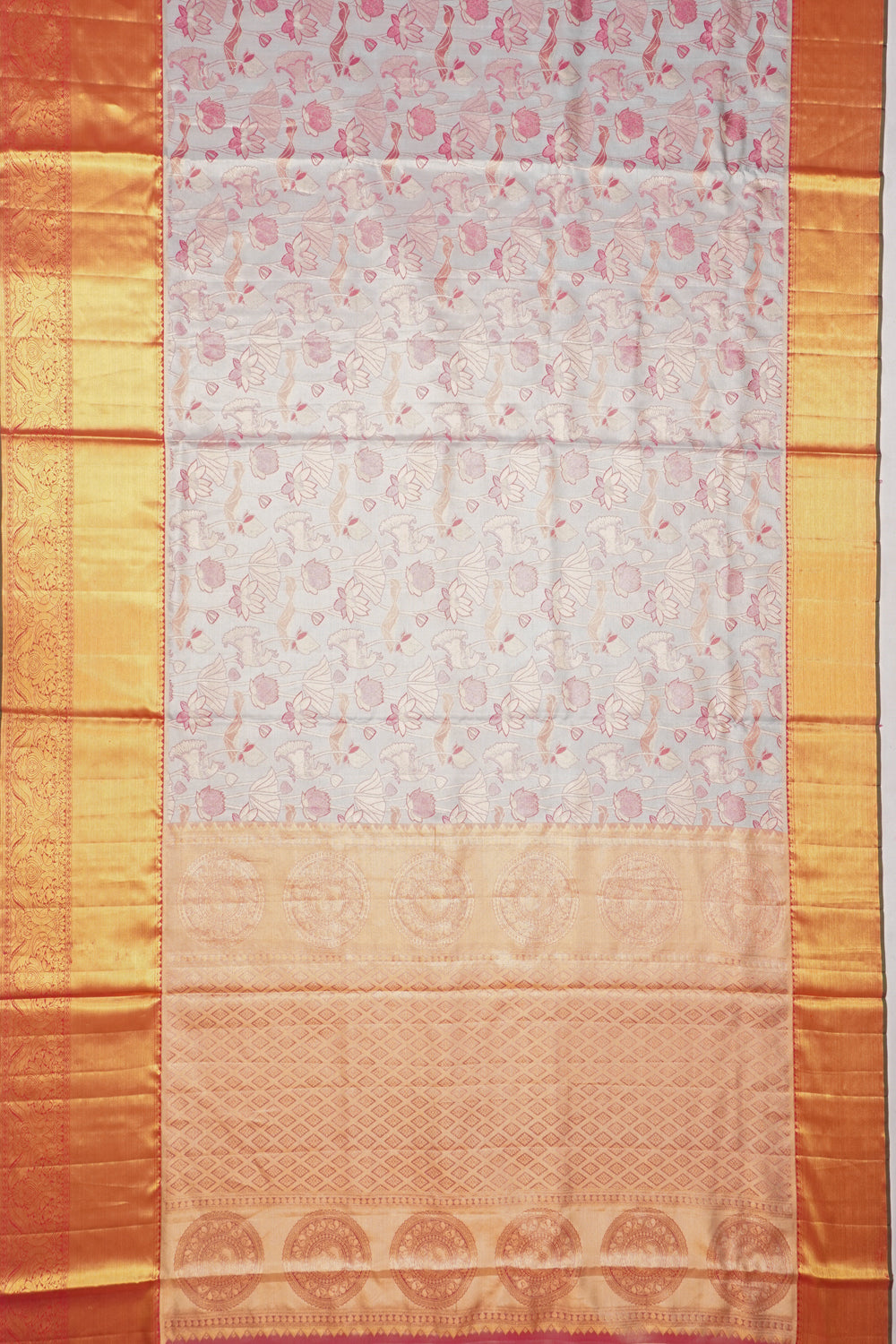 Taranga Kanchi Silk Tissue Brocade Grey Saree