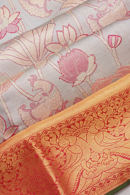 Taranga Kanchi Silk Tissue Brocade Grey Saree