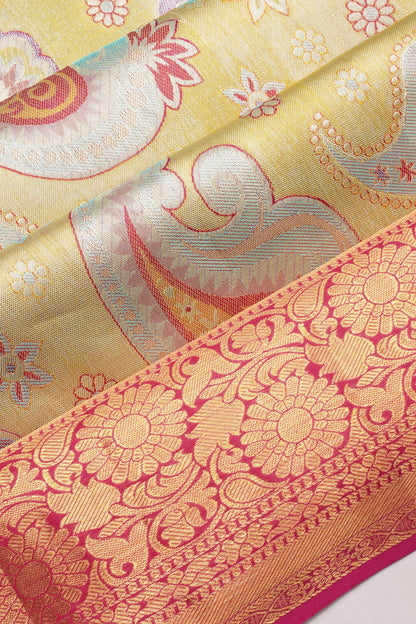 Taranga Kanchi Silk Tissue Brocade Pastel Green Saree