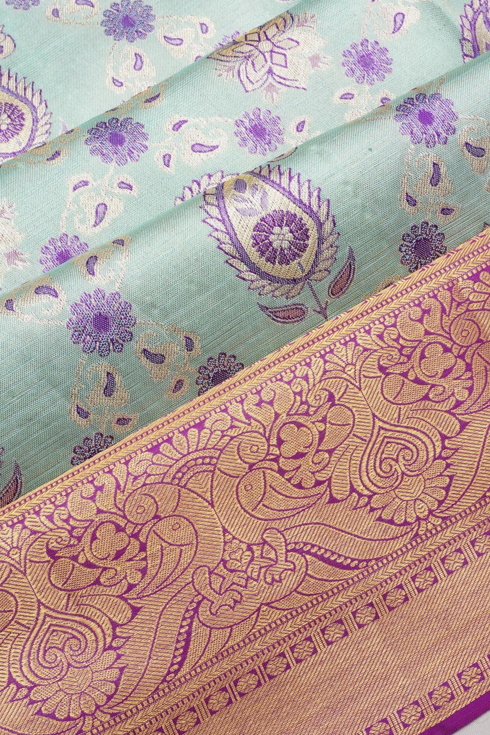 Taranga Kanchi Silk Tissue Brocade Sky Blue Saree