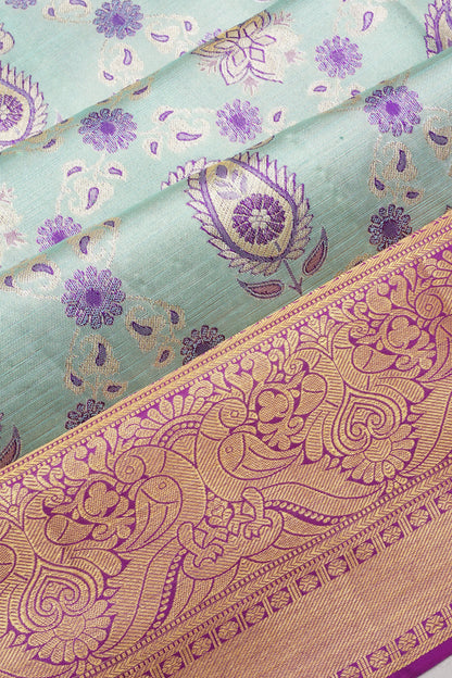 Taranga Kanchi Silk Tissue Brocade Sky Blue Saree