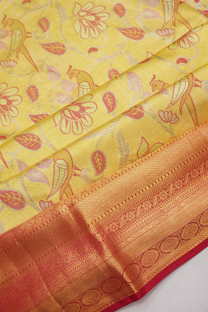 Taranga Kanchi Silk Tissue Brocade Gold Saree